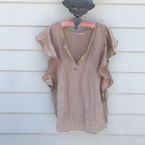 Tan/Golden Calypso silky/chiffon blouse